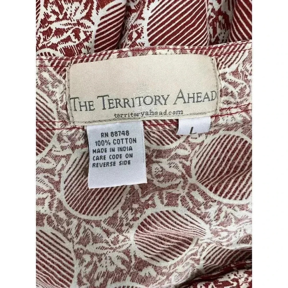 The Territory Ahead V Neck Button Geometric Tunic Blouse BOHO Size LARGE EUC - Picture 5 of 7